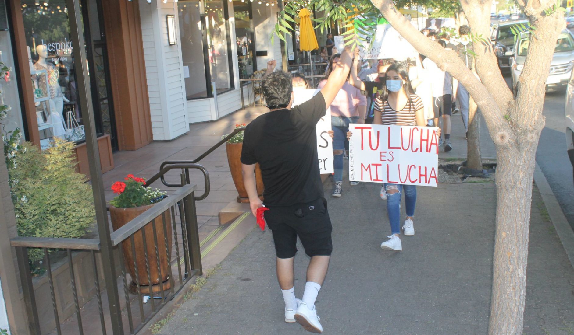 Marching through downtown St. Helena